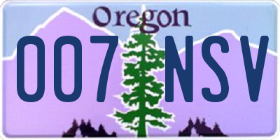 OR license plate 007NSV