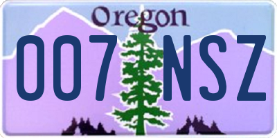 OR license plate 007NSZ