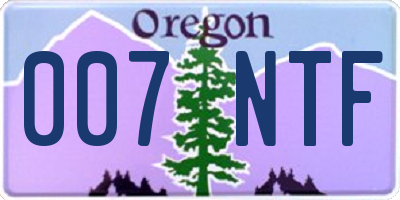 OR license plate 007NTF