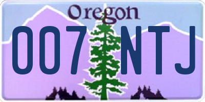 OR license plate 007NTJ