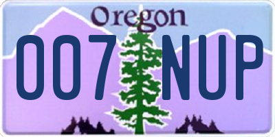 OR license plate 007NUP