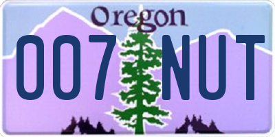 OR license plate 007NUT