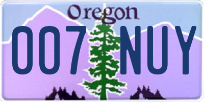 OR license plate 007NUY