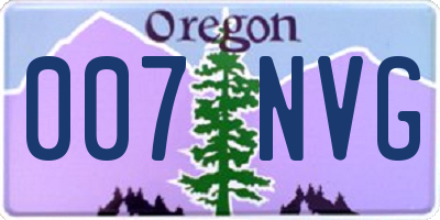 OR license plate 007NVG