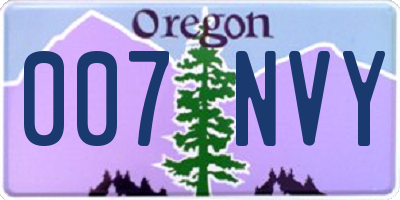 OR license plate 007NVY