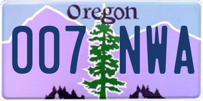 OR license plate 007NWA