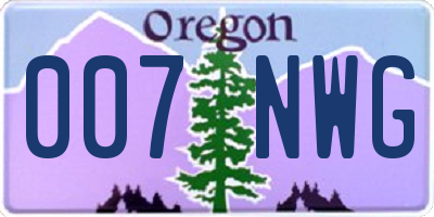 OR license plate 007NWG