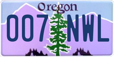 OR license plate 007NWL
