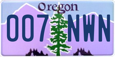 OR license plate 007NWN