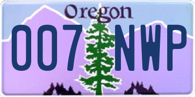 OR license plate 007NWP