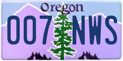 OR license plate 007NWS