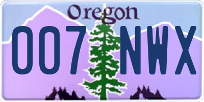 OR license plate 007NWX