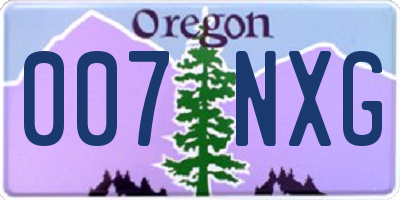 OR license plate 007NXG