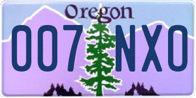 OR license plate 007NXO