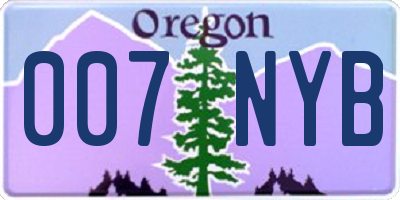 OR license plate 007NYB