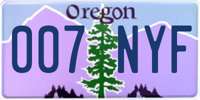 OR license plate 007NYF