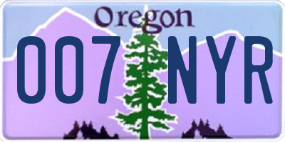 OR license plate 007NYR