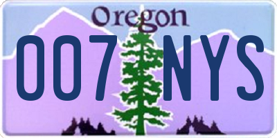 OR license plate 007NYS