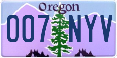 OR license plate 007NYV