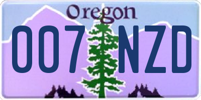 OR license plate 007NZD