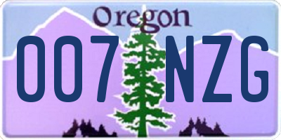 OR license plate 007NZG