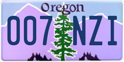 OR license plate 007NZI