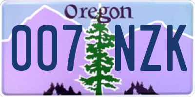 OR license plate 007NZK