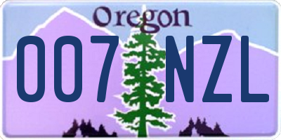 OR license plate 007NZL