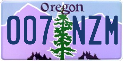 OR license plate 007NZM