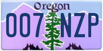 OR license plate 007NZP