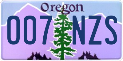 OR license plate 007NZS