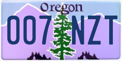 OR license plate 007NZT