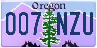 OR license plate 007NZU