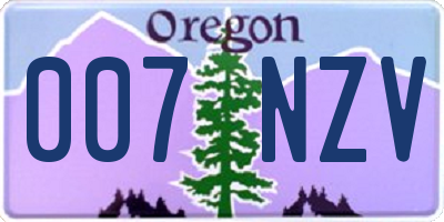 OR license plate 007NZV