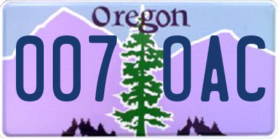 OR license plate 007OAC