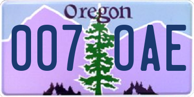 OR license plate 007OAE