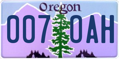 OR license plate 007OAH