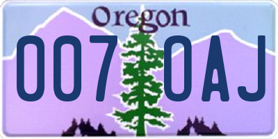 OR license plate 007OAJ