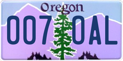 OR license plate 007OAL