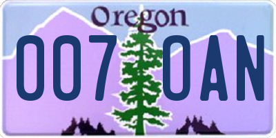 OR license plate 007OAN