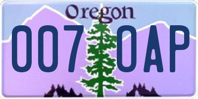 OR license plate 007OAP
