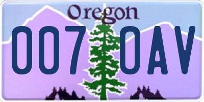OR license plate 007OAV