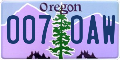 OR license plate 007OAW