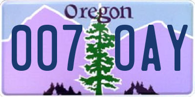 OR license plate 007OAY