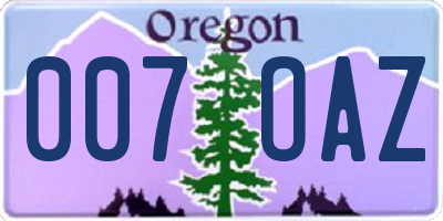 OR license plate 007OAZ
