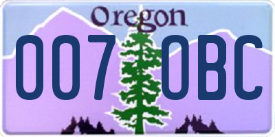OR license plate 007OBC