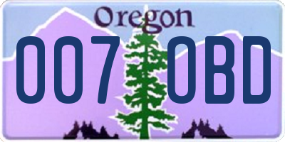 OR license plate 007OBD