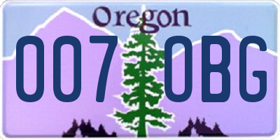 OR license plate 007OBG