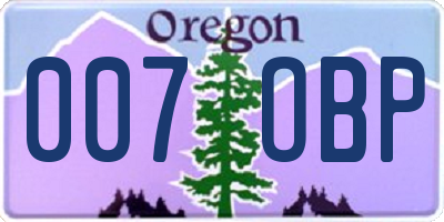 OR license plate 007OBP