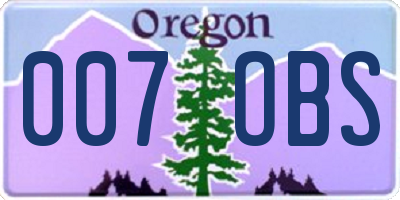 OR license plate 007OBS